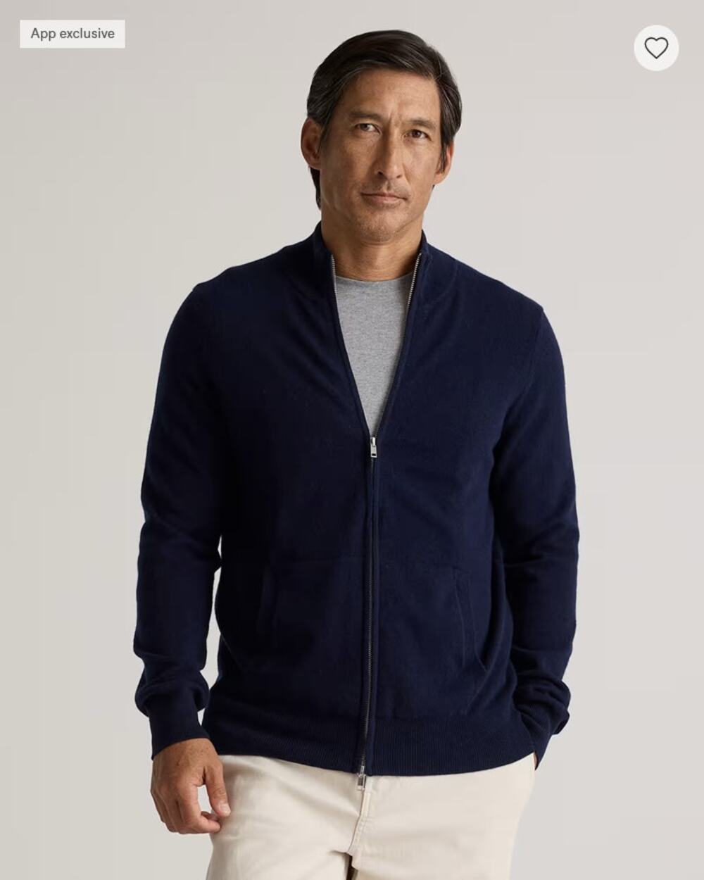 Quince Mongolian Cashmere Full-Zip Sweater Navy L NWOT